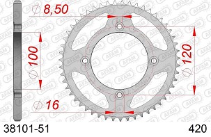 AFAM 2026/04 ZADNJI LANČANIK 4453 51 BETA 50 RR ENDURO / ENDURO RACING / ENDURO SPORT '18-'19 (JTR1141.51) (LANAC 420)
