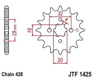JT LANČANIK PREDNJA 425 15 SUZUKI GSXR 125 17-18, RG 80 86-87, GSX 125S 17-18 (JTF1425.15) (LANAC 428) - ZAMENJUJE JTF425.15