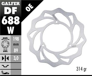 GALFER DISK KOČIONI PREDNJI KTM SX 65 '98-'24; HUSQVARNA TC 65 '17-'24; GAS GAS MC 65 '21-'24 (198X89X3MM) (3x6,5MM) WAVE