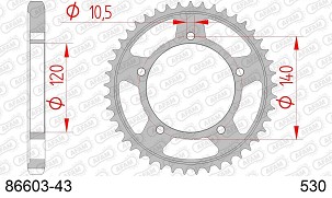 AFAM 2026/04 ZADNJI LANČANIK 4409 43 SUZUKI GSF 1250 '06-'16, GSXR 1000/1300 (JTR1800.43) (LANAC 530)