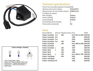 DZE MODUL PALJENJA CDI POLARIS SCRAMBLER 400 '95-'02; SPORT 400 '94-'97; TRAIL BLAZER 400 '96-'03