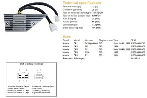 DZE REGULATOR NAPONA HONDA CB 700 NIGH HAWK '84-'86; CBX 750 '84-'01 (31600-MJ-671, 31600-MJ1-780)