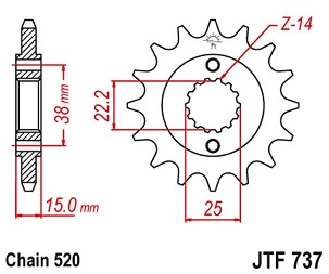 JT LANČANIK PREDNJA 7001 14 DUCATI 907 PASO SPORTS '90-'93 (700114JT) (LANAC 520)