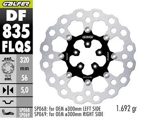 GALFER DISK KOČIONI PREDNJI HARLEY-DAVIDSON (320X56X5) PLUTAJUĆI (CUBIQ) (OVERSIZE) (WYMAGA SP068;SP69)