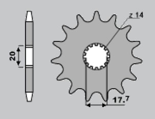 JR RASPRODAJA LANČANIK PREDNJA 577 15 (55815JT) YAMAHA YZ 80/85, DT 125R, TDR 125