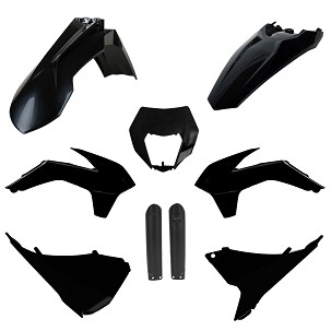 POLISPORT KOMPLET PLASTIKE (FULL KIT) KTM EXC/EXC-F '16W SETU ŠTITNICI AMORTIZERA (8398600002) BOJA CRNA