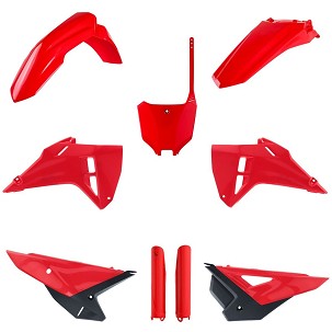 POLISPORT KOMPLET PLASTIKE (FULL KIT) HONDA CRF 250R '25-'26; CRF 450R '25-'26W SETU TABLICA PREDNJA (8670700001) I ŠTITNICI AMORTIZERA (8351900003) BOJA CRVENA OEM