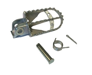 BUZZETTI PAPUČICA LEVA STRANA PEGI KTM LC/EXC/SX/SMR ( NERĐAJUĆI ČELIK U KOMPLETU SA SETOM ZA MONTAŽU 1 OPRUGA, 1 OSOVINSKI KLIN, 1 PODLOŠKA, 1 RASCEPKA)