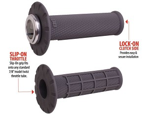 ODI RUČKE OFF ROAD HALF WAFFLE UNIVERSAL LOCK-ON GRIP SET BOJA SIVA