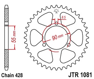 JT LANČANIK ZADNJA 4612 46 RIEJU 125 RS2 NAKED/MATRIX/PRO '06-10'(461246JT) (LANAC428)