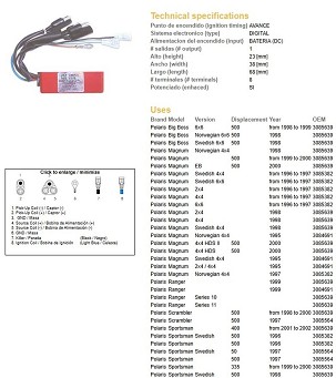 DZE MODUL PALJENJA CDI POLARIS SPORTSMAN 500 '96-'00; 400 '01-'02; SCRAMBLER 500 '97-'00 - ZAMENJUJE 1357-01