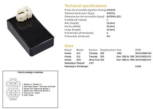 DZE MODUL PALJENJA CDI HONDA XL 600V TRANSALP '89-'99; XRV 650 AFRICA TWIN '88-'00 (30410-MS8-610)