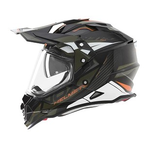 NOX KACIGA OFF-ROAD / TRAIL DUOSPORT (DUAL) N312 TRACK SA VIZIROM I VIZIROM BOJA NARANDŽASTA/ZELENA (KHAKI) VELIČINA S