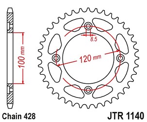 JT LANČANIK ZADNJA 4478 56 BETA 125 RR/RE '08-20' (447856JT) (LANAC 428)