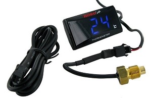KOSO VODOOTPORNI POKAZIVAČ TEMPERATURE (TERMOMETR) MOTORA SUPER SLIM BOJA DISPLEJA PLAVA (EL)