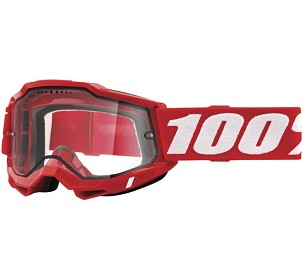 100 PERCENT NAOČARE ACCURI 2 ENDURO MOTO RED - DUAL CLEAR LENS - BOJA CRVENA/BELA VIZIR PROVIDNI DUPLA