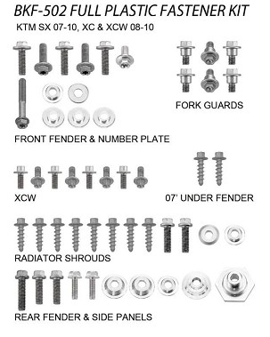 ACCEL KOMPLET ŠRAFOVA ZA PLASTIKE KTM SX 125/250 '07-10 (BKF-502)
