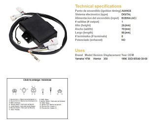 DZE MODUL PALJENJA CDI YAMAHA YFM 350 WARRIOR '96 (OEM-3GD-85540-30-00)