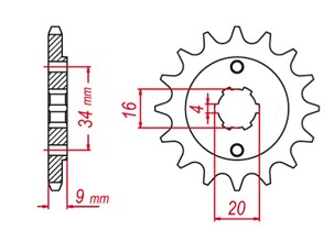 GROSSKOPF RASPRODAJA LANČANIK PREDNJA 2062 14 YAMAHA YFS200 BLASTER '88-'06 (+1), TT-R230 '05-'20 (+1), DT200 L '85 (+1), HYOSUNG GT 250 '04-'15, GY 250 '04-'12 (JTF1554.14)