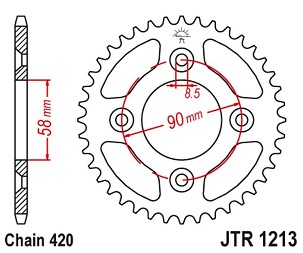 JT LANČANIK ZADNJA 4463 37 HONDA CRF 50 '04-20'; XR 50 '00-04' (446337JT) (LANAC420)