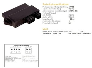 DZE MODUL PALJENJA CDI YAMAHA YFM 350 RAPTOR '04-'12 (OEM-5YT-85540-00)