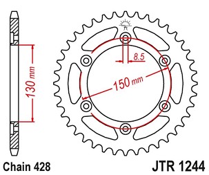 JT LANČANIK ZADNJA 4325 51 HONDA VT 250 F '89-90', CBR 250 RR '89-00' (JTR1244.51)*(LANAC428) PO NARUDŽBINI