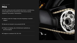 TSUBAKI POGONSKI LANAC 520 RQ1 120 PROFESSIONAL ROAD X-RING CHAIN BOJA ZLATNO CRNA G&B (120 KARIKA, OTVOREN, SA SPOJNICOM)