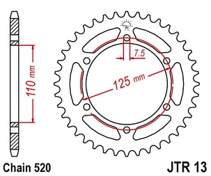JT LANČANIK ZADNJA 1514 44 CAGIVA 125 FRECCIA '88-'89, BLUES '87-'95 (151444JT) (LANAC 520) PO NARUDŽBINI
