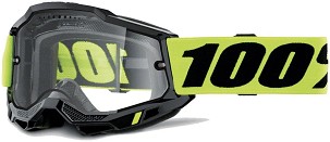 100 PERCENT NAOČARE ACCURI 2 ENDURO MOTO BLACK - DUAL CLEAR LENS - BOJA CRNA/ŽUTA FLUO VIZIR DUPLA PROVIDNA