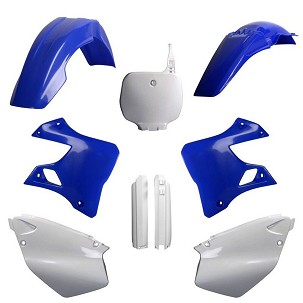 POLISPORT KOMPLET PLASTIKE (FULL KIT) YAMAHA YZ 125/250 '96-'99W SETU TABLICA PREDNJA (8674000001) I ŠTITNICI AMORTIZERA (8392000001) BOJA PLAVA BELA OEM