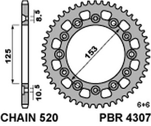 PBR RASPRODAJA LANČANIK ZADNJA 4307 39 HONDA CRM 250 '91 (JAPAN) (JTR210.39) (MADE IN ITALY)