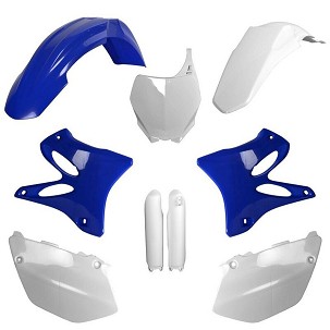 POLISPORT KOMPLET PLASTIKE (FULL KIT) YAMAHA YZ 125/250 '08-'14W SETU TABLICA PREDNJA (8658100001) I ŠTITNICI AMORTIZERA (8351400001) BOJA PLAVA BELA OEM