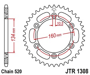 JT LANČANIK ZADNJA 4400 45 HONDA CBR 600F '01-20', CBR 900 RR '00-03', CBR 1000 RR '04-20', VTR 1000 SP1/SP2 '00-06' (440045JT) (LANAC520) KONVERZIJA