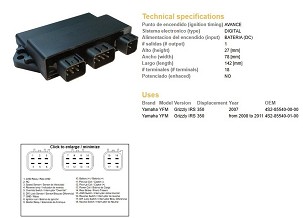 DZE MODUL PALJENJA CDI YAMAHA YFM 350 GRIZZLY '07-'11 (OEM:4S2-85540-00-00)