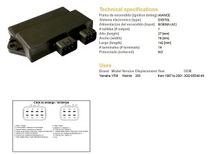 DZE MODUL PALJENJA CDI YAMAHA YFM 350 WARRIOR '97-'01 (3GD-85540-40)