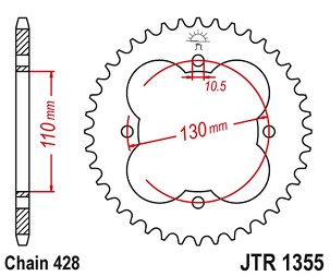 JT LANČANIK ZADNJA 4355 48 HONDA TRX 90 '93-19', TRX 125 '87-88' (435548JT) (LANAC428)