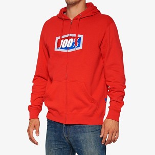 100 PERCENT DUKSERICA NA ZAMEK OFFICIAL ZIP HOODIE FLEECE RED BOJA CRVENA VELIČINA M