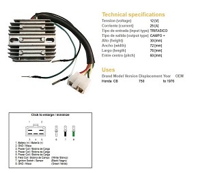 DZE REGULATOR NAPONA HONDA CB 750 FOUR -'76