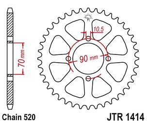 JT LANČANIK ZADNJA 5302 43 KAWASAKI KSF 250 MOJAVE '87-04', KEF 300 LAKOTA '95-03' (530243JT) (LANAC520)