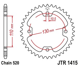 JT LANČANIK ZADNJA 4303 37 KAWASAKI KSF 450 (KFX 450) '08-14' (ATV) (430337JT) (LANAC.520)