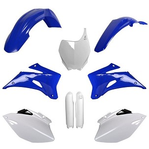 POLISPORT KOMPLET PLASTIKE (FULL KIT) YAMAHA YZ 250F '08-'09; YZ 450F '08-'09W SETU TABLICA PREDNJA (8658100001) I ŠTITNICI AMORTIZERA (8351400001) BOJA PLAVA BELA OEM