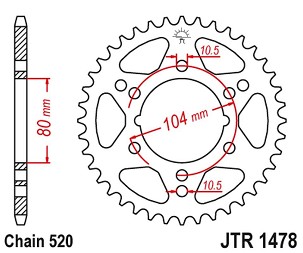 JT LANČANIK ZADNJA 4578 40 POLARIS (457840JT) (MOŽE SE KORISTITI UMESTO 478 40 JTR478.40) (LANAC 520) PO NARUDŽBINI