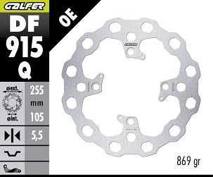 GALFER KOČIONI DISK ZADNJA TRIUMPH BONNEVILLE '04-'25; SCRAMBLER '04-'24; TIGER 800 '11-'20; TIGER 850 '24-'25; TIGER 1050 '07- (CUBIQ FIXED) (255X105X5,5)