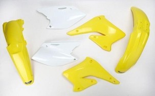 UFO KOMPLET PLASTIKE SUZUKI RMZ 250 '04-'06 BOJA OEM (BELA/ŽUTA) (SU403E999)