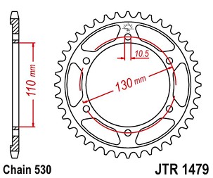 JT LANČANIK ZADNJA 241 48 YAMAHA YZF-R1 1000 '09-14' (24148JT) (LANAC530) (CRNA)