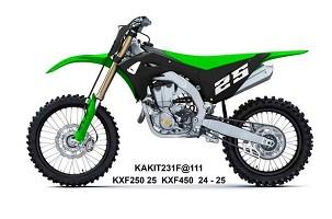 UFO 2025/11 KOMPLET PLASTIKE (FULL KIT) SA ŠTITNICIMA TELESKOPA (AMORTIZERA) KAWASAKI KXF 250 '25, KXF 450'24-'26, KX 450X '24-'26 BOJAR CRNA / ZELENA