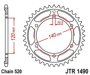 JT LANČANIK ZADNJA 475 42 KAWASAKI KLR 250 84-05 (47542JT) (LANAC 520)