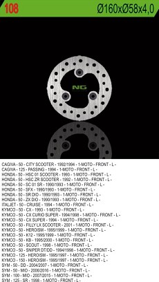 NG DISK KOČIONI PREDNJI CAGIVA/HONDA/KYMCO/SYM (160X58X4) (3X10,5MM)
