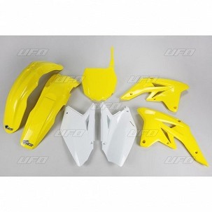 UFO KOMPLET PLASTIKE SUZUKI RMZ 250 '07-'09 BOJA OEM (BELA/ŽUTA - SA ŽUTU TABLICOM ZA STARTNE BROJEVE) (SU407BE999)