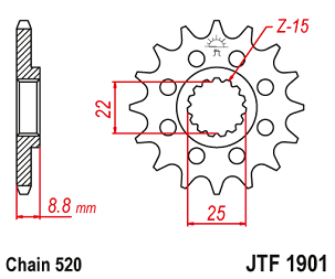 JT LANČANIK PREDNJA SA GUMOM 1248 13 KTM SX/EXC '91-'25, BETA, GASGAS, HUSQVARNA (124813RB) (LANAC 520) - NARUČITI